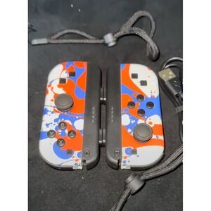 Nintendo Switch Joy-Con Controllers Custom Paint Splatter Orange Blue White Set